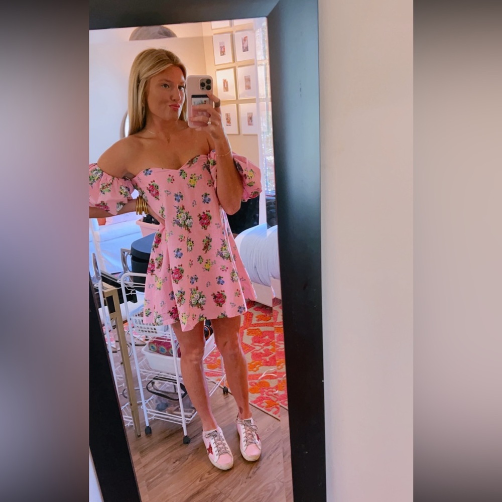 Floral Off-Shoulder Pink Dress